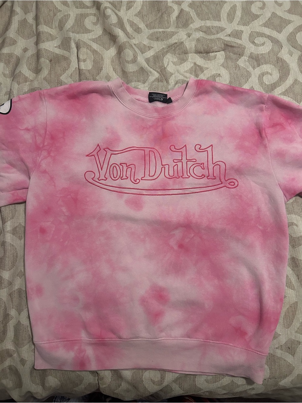 Von Dutch Pink Tie-Dye Crewneck Sweatshirt